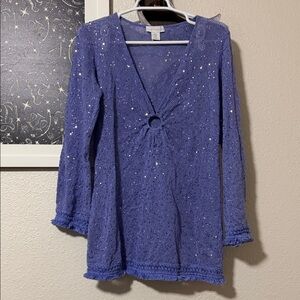 House of Harlow 1960 purple sequin crochet swimsuit classic new hit cover up